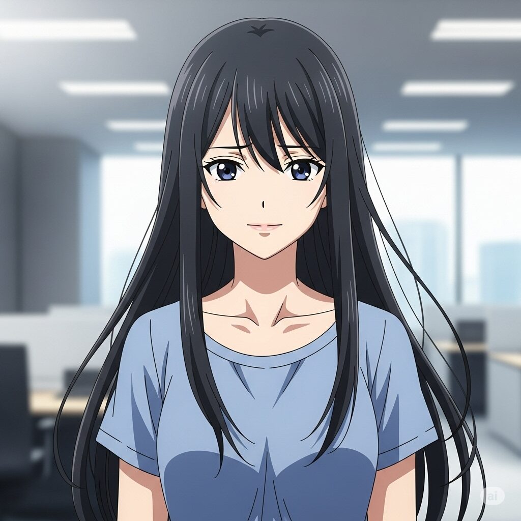 人間関係に悩む若い日本人女性または漫画・アニメ風のかわいい少女