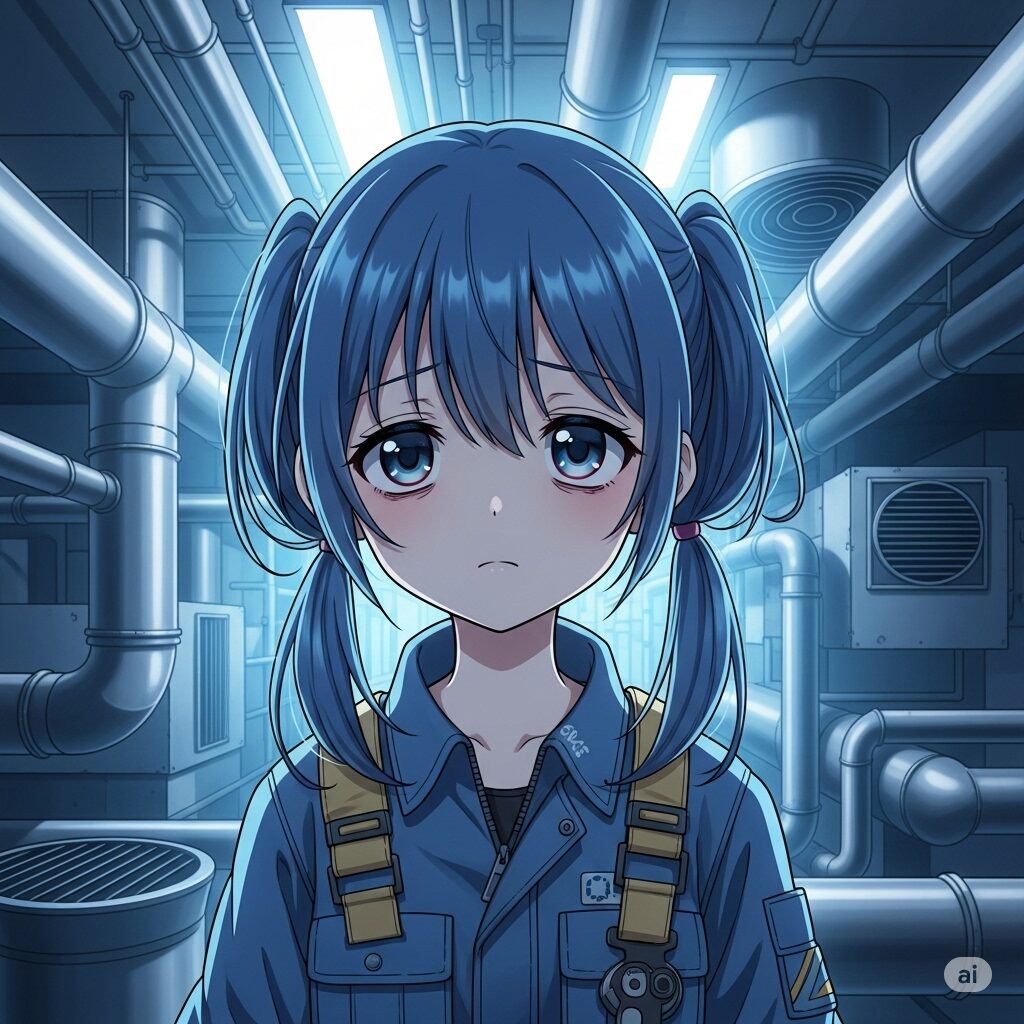 夜勤で疲れた若い女性のイラスト